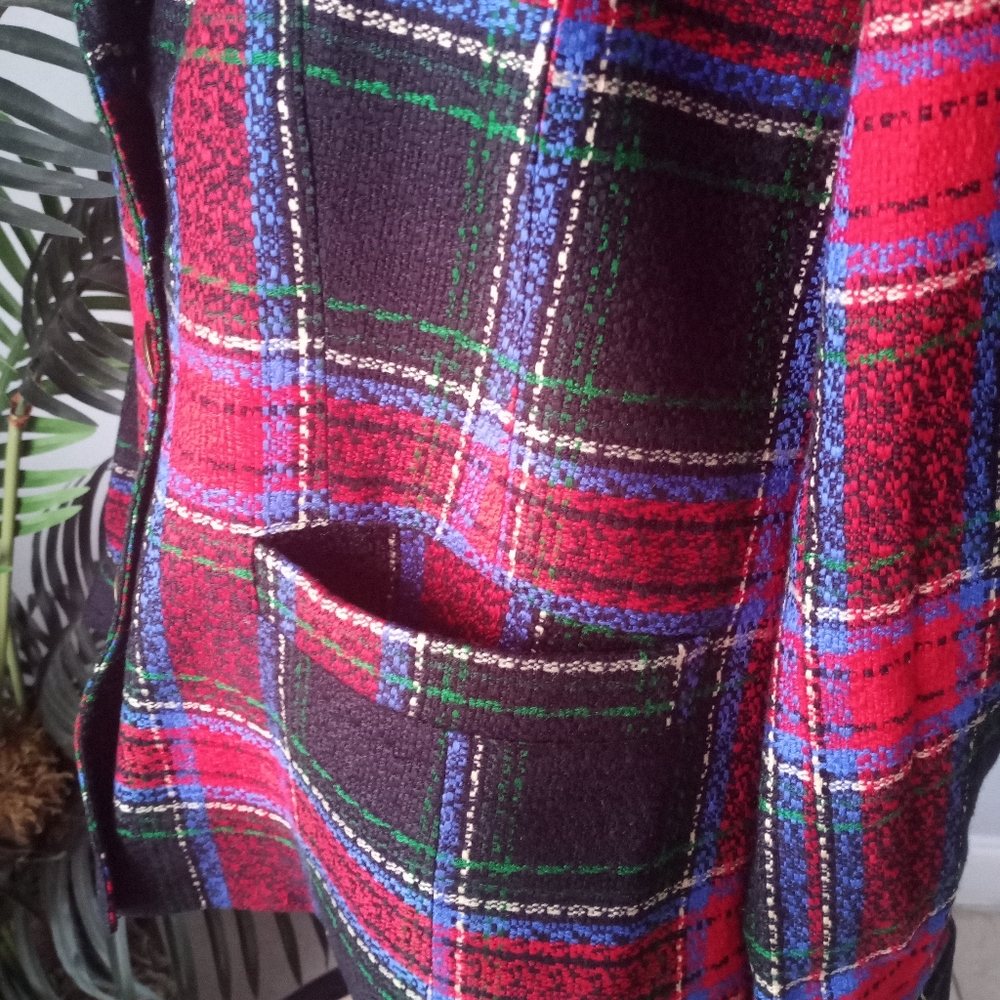 SOLD‼️📪✅Vintage LINEA by Louis Dell'Olio plaid 100% Polyester Blazer - Picture 5 of 16